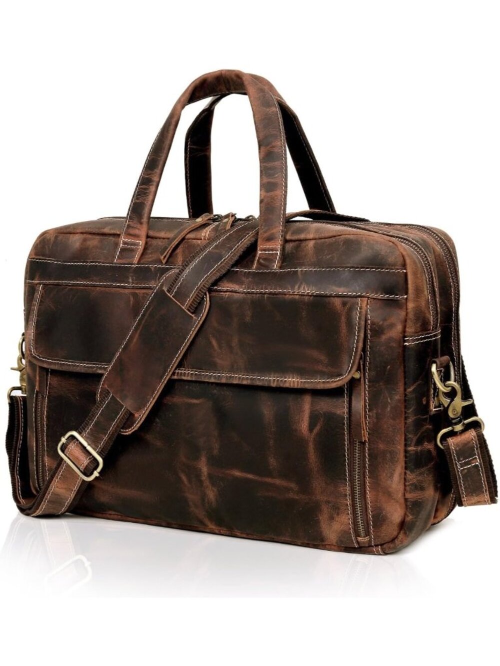 Handcrafted Full Grain Leather Briefcase for Men - Stylish Laptop Bag with